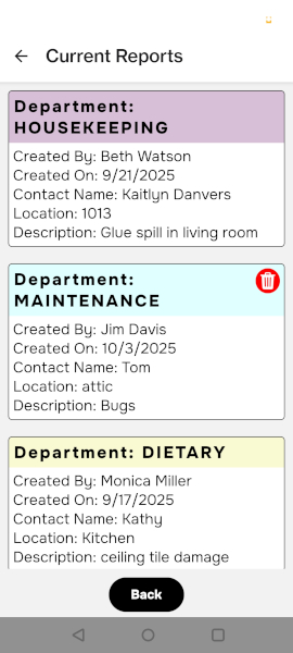 Photo of reports screen