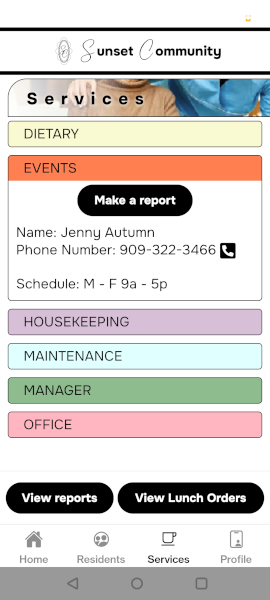 Photo of service screen